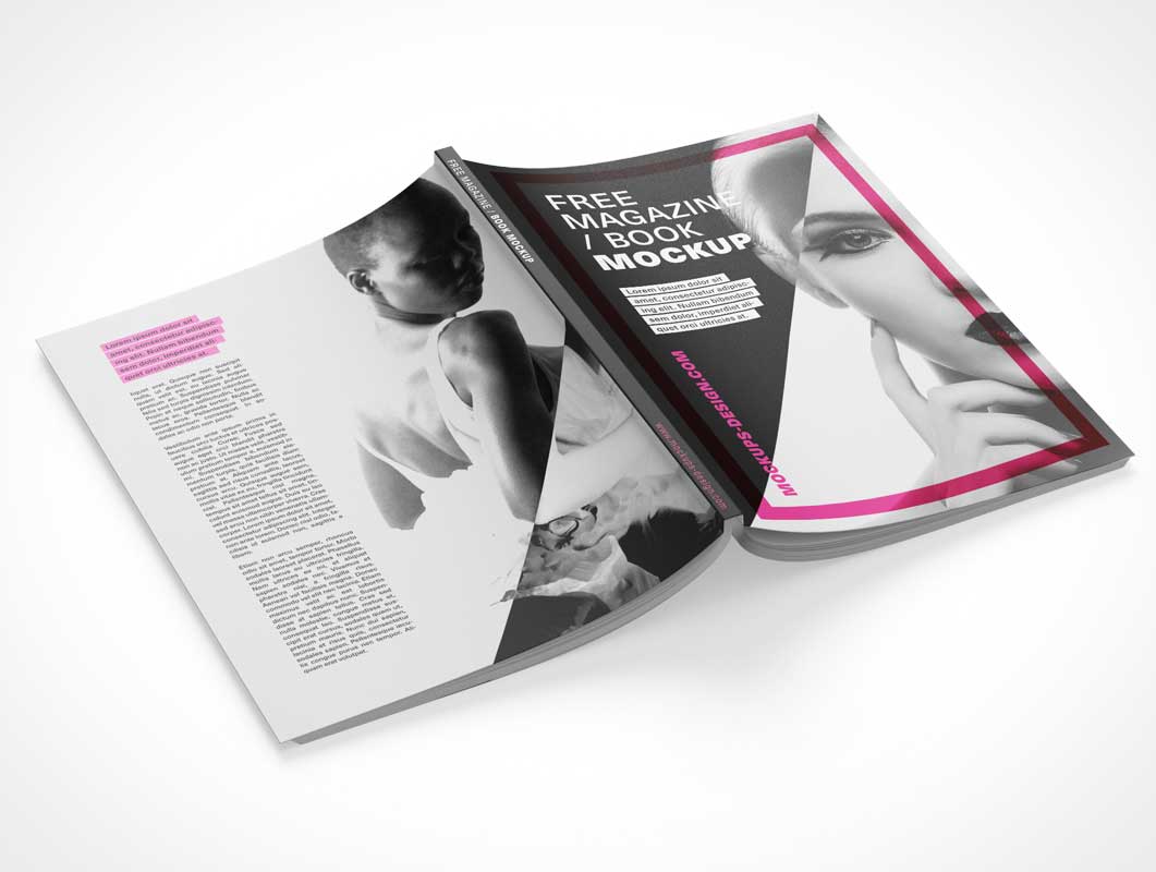 Magazine Proxy Front, Back, Left & Right Side Pages PSD Mockup