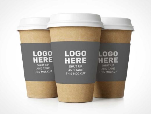 Paper Cups With Recycled Materials PSD Mockup