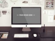 Photorealistic iMac Workspace PSD Mockups