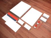 Realistic Stationery Perspective View PSD Mockup