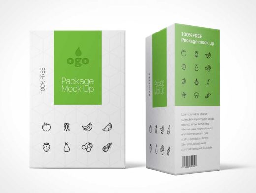 Rectangular Box Package Design Front & Side PSD Mockup