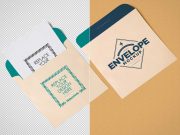 Square Shaped Tilted Envelopes & Letterhead PSD Mockup