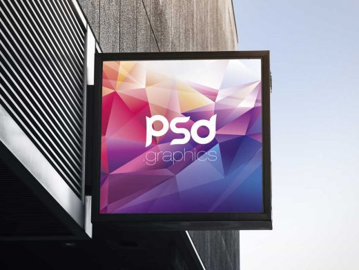 Square Signboard Outdoor Store Branding PSD Mockup