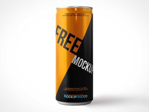 Standing Skinny Soda Can Front PSD Mockup
