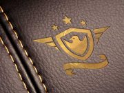 Stitched Leather & Gold Logo PSD Mockup
