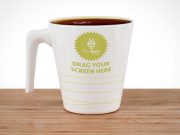 Straight Handle Ceramic Coffee Mug PSD Mockup