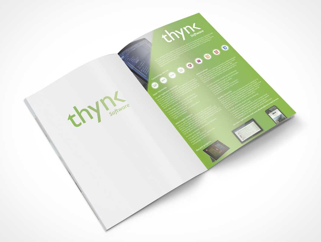 Thynk Software Magazine Centrefold PSD Mockup