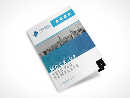 US Letter Size Bi-Fold Brochure Cover PSD Mockup