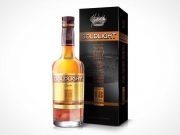Whisky Bottle & Box Packaging PSD Mockup