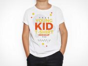 Young Kids T-Shirt Front View PSD Mockup
