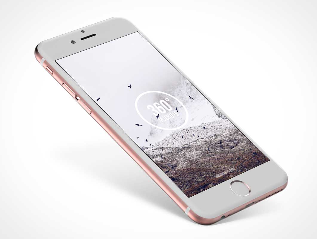 iPhone 6s Rose Gold Floating PSD Mockup