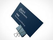 Business Card & Binder Clip Combo PSD Mockup