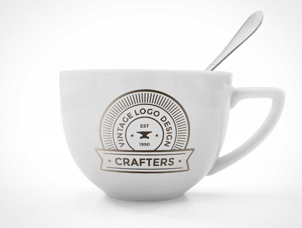 Download Ceramic Coffee Cup & Spoon PSD Mockup - PSD Mockups
