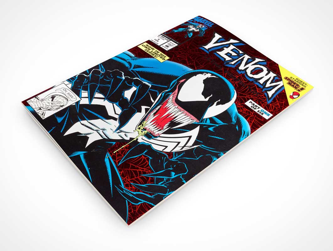 Comicbook Front Cover Page Above Rotated View PSD Mockup