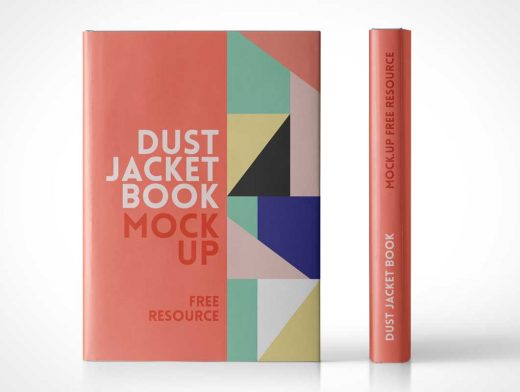 Dust Jacket Hardcover Book Spine & Front Cover PSD Mockup