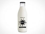 Glass Bottle Label & Milk Product Packaging PSD Mockup