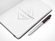 Open Notebook Right Page & Ink Pen PSD Mockup