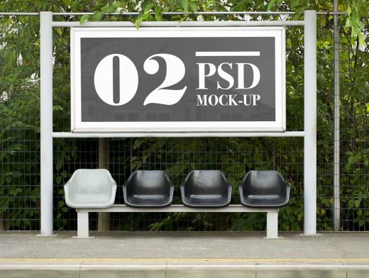 Outdoor Bus Stop Billboard Advertising PSD Mockup
