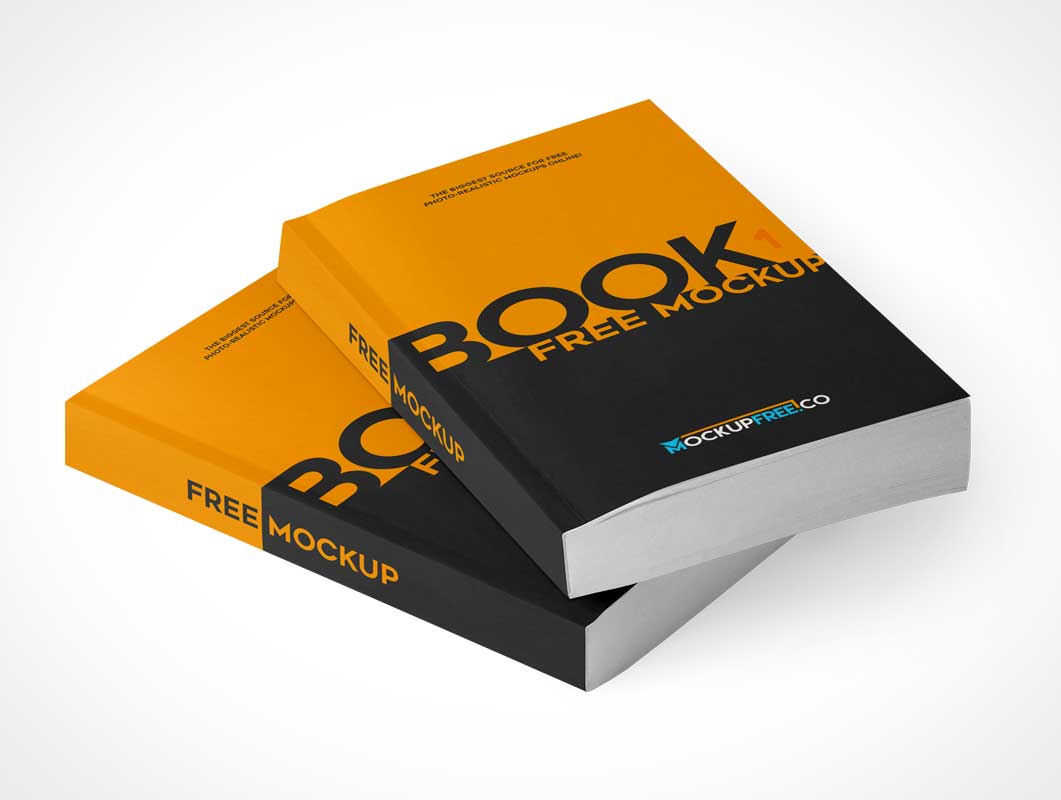 Paperback Softcover Books Stacked Covers & Inside Pages PSD Mockup