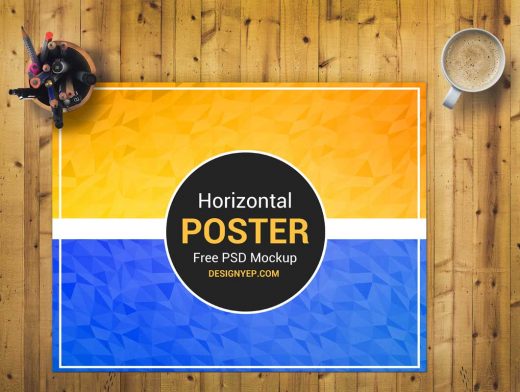 Poster Sheet Front View Home Office PSD Mockup