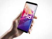 Samsung S8 Android Smartphone In Hand PSD Mockup