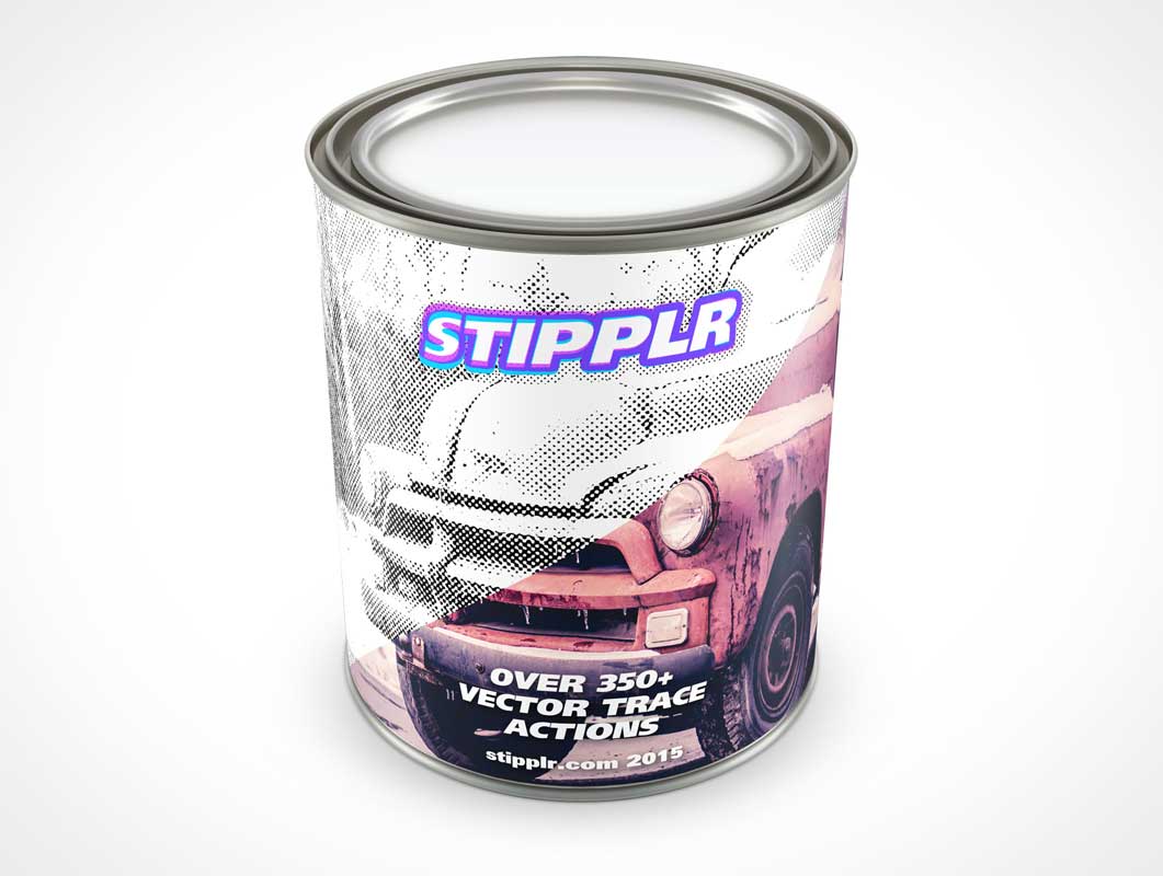 Sealed 32oz Paint Can Quart Above View PSD Mockup