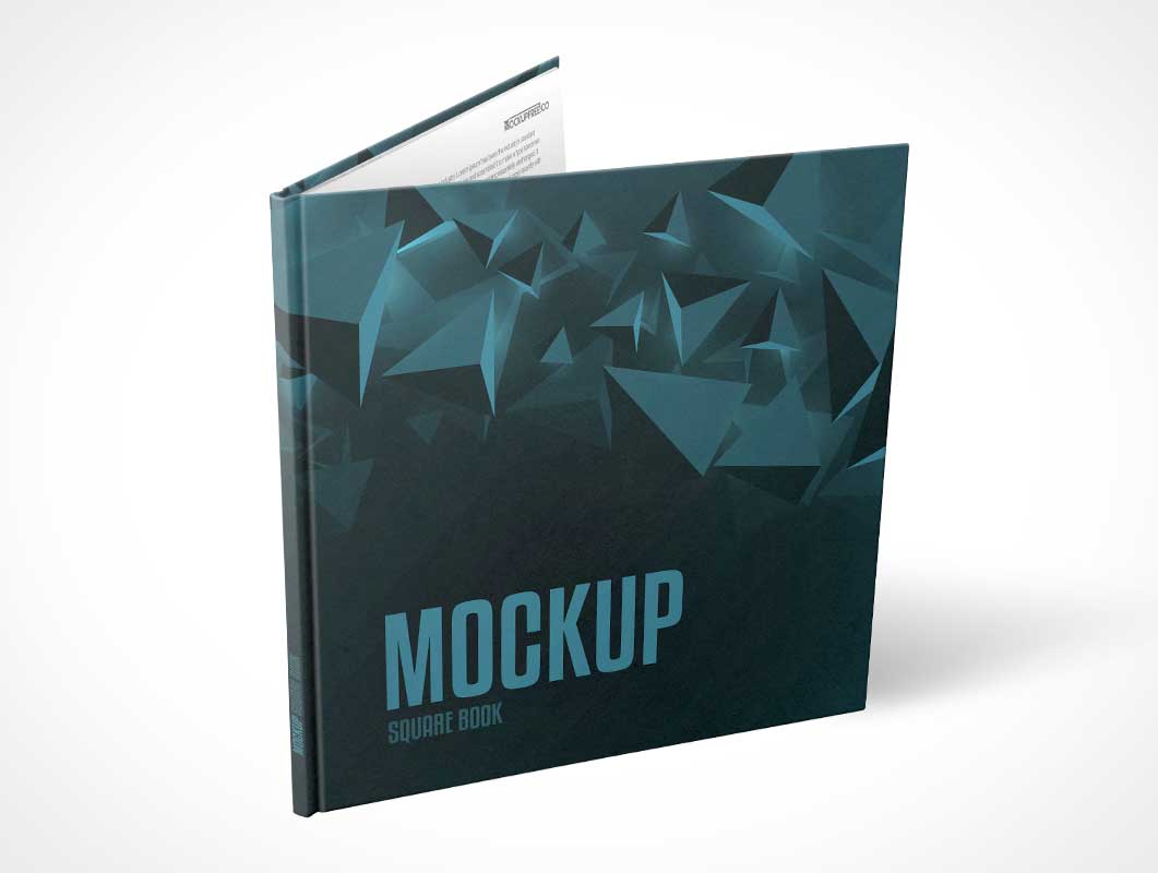 Download Square Hardcover Book Front Cover Standing Partially Open PSD Mockup - PSD Mockups