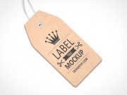 Tag Label With Grommet & String On Flat Surface PSD Mockup