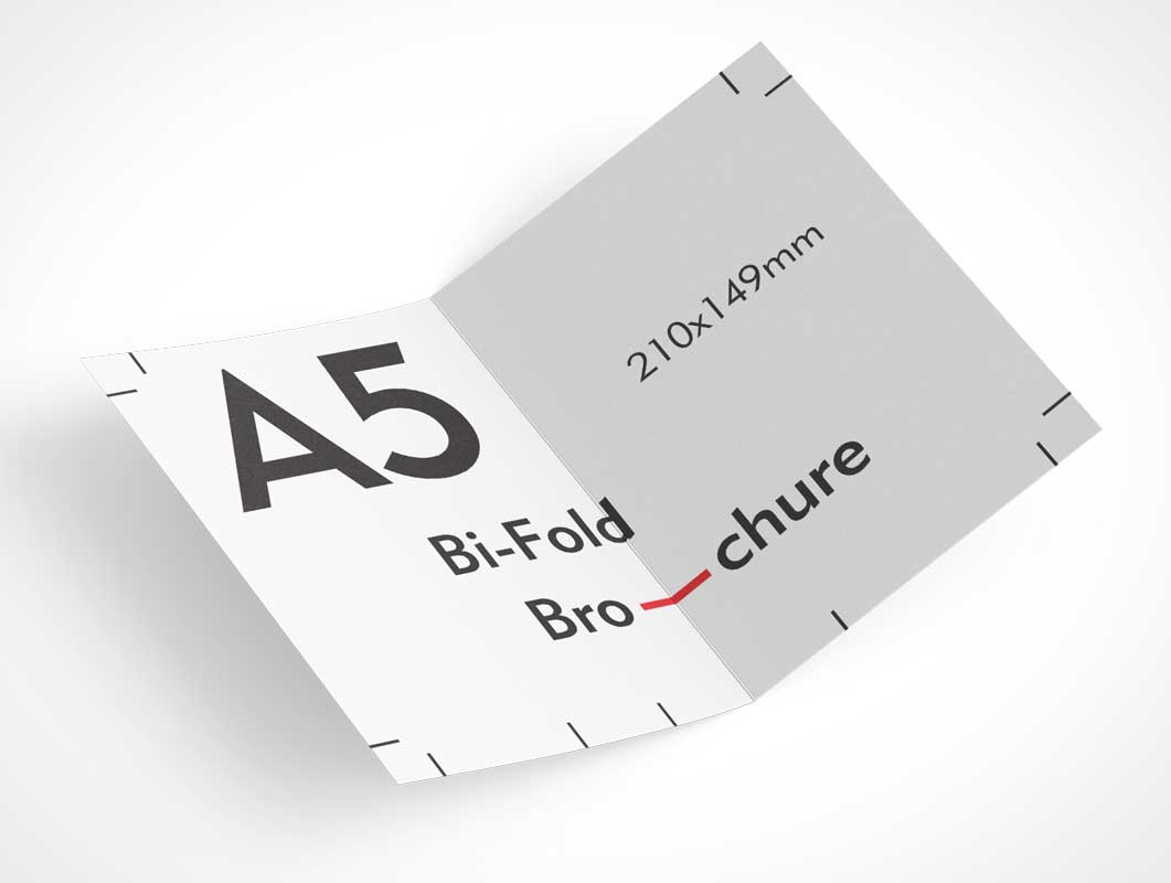 A5 Bi-Fold Brochure Heavy Stock Paper PSD Mockup