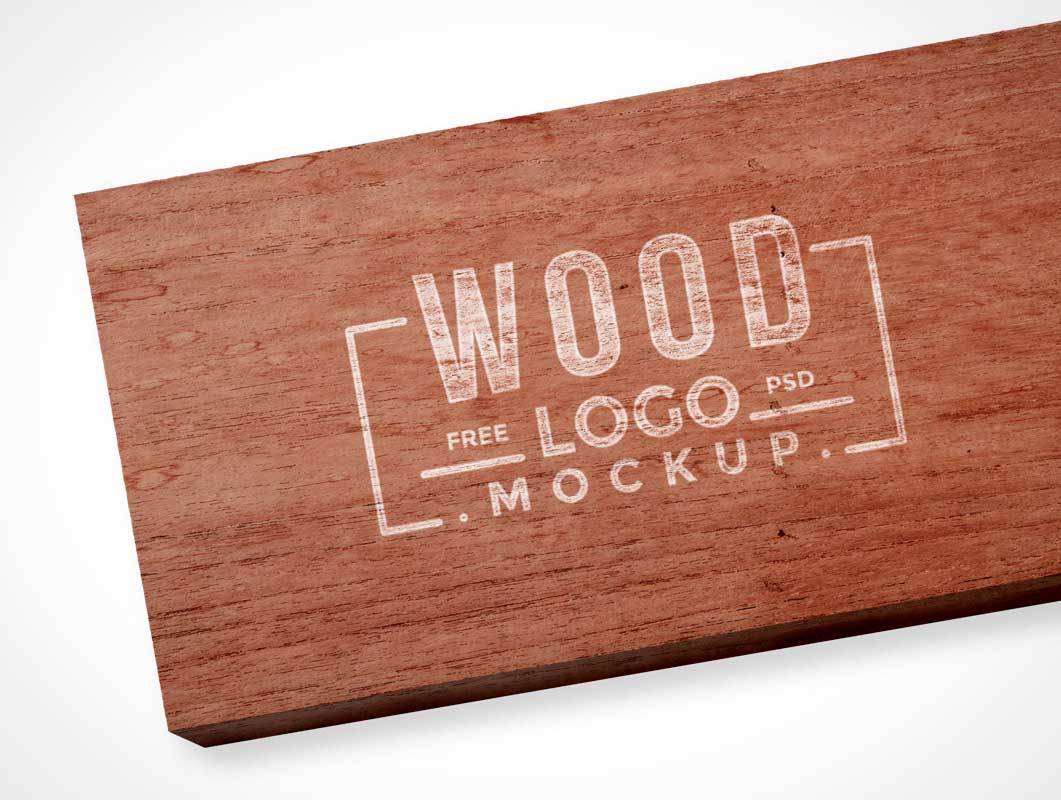 Branding Logo Painted Over Wood Plank PSD Mockup