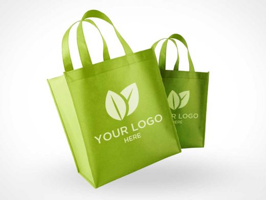 Eco Friendly Reusable Polyester Shopping Bags PSD Mockup