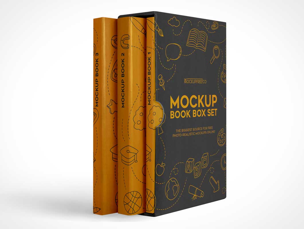 Hardcover 3 Book Box Set PSD Mockup