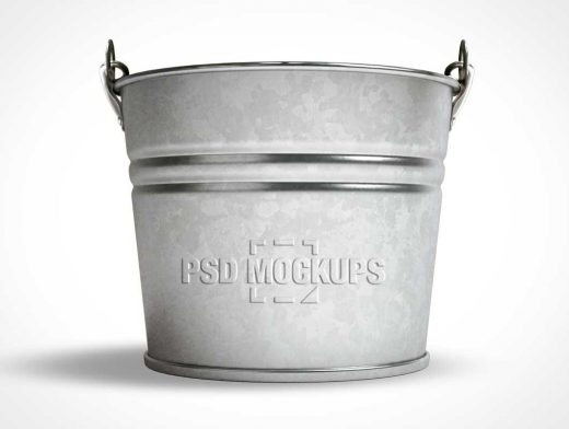 Metallic Pot Bucket & Branding Label PSD Mockup
