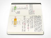 Moleskine Notebook Left & Right Page Side View PSD Mockup