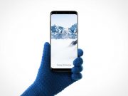 Samsung Galaxy S8 In Gloved Hand PSD Mockup
