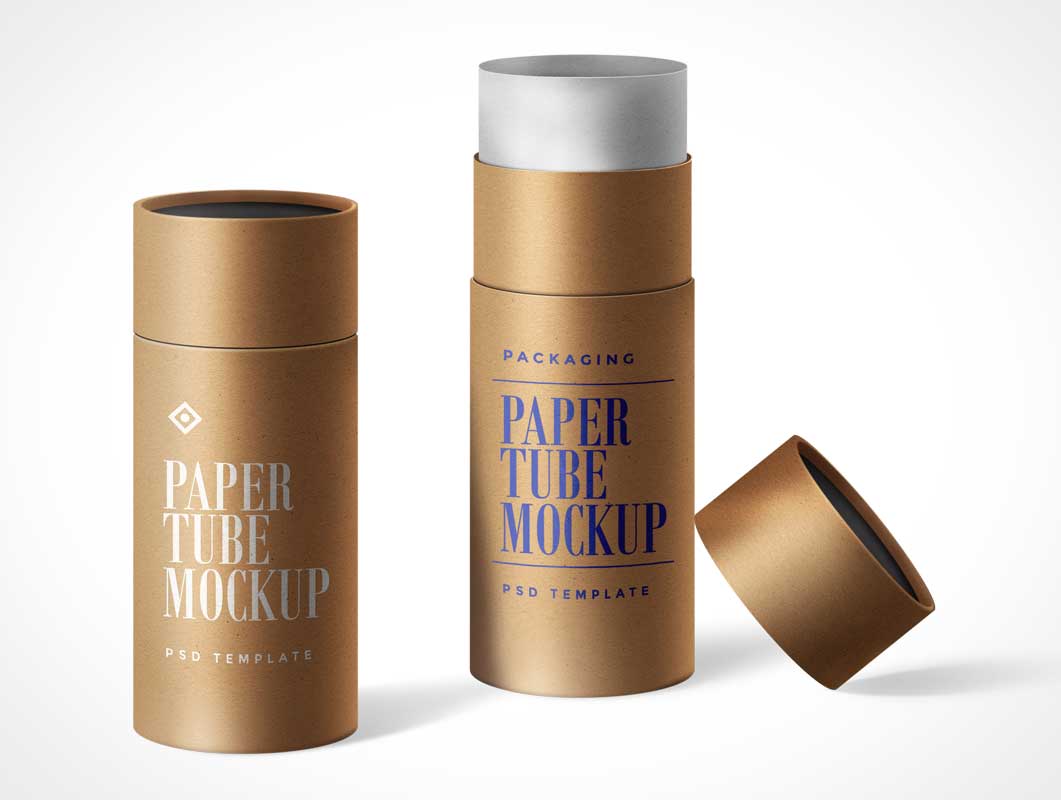 Shipping Tube Packaging For Paper Products PSD Mockup
