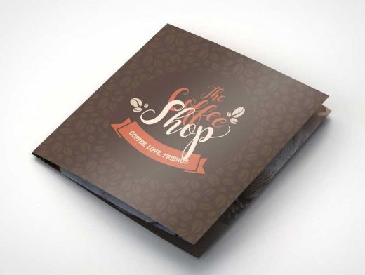 Square 4-Fold Brochure Front Cover PSD Mockup