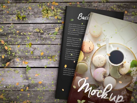 Stacked Hardcover Books Front & Back Covers PSD Mockup