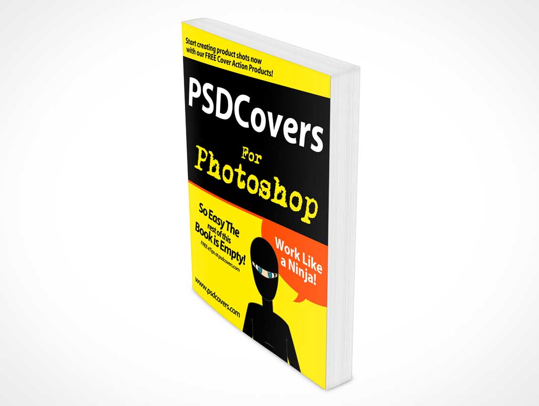 Standing Softcover Book Rotated Left PSD Mockup