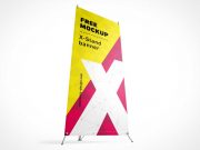 4 Tradeshow Fabric Banners & Display Stands PSD Mockup