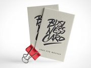 Business Card Pair & Binder Clip Stand PSD Mockup