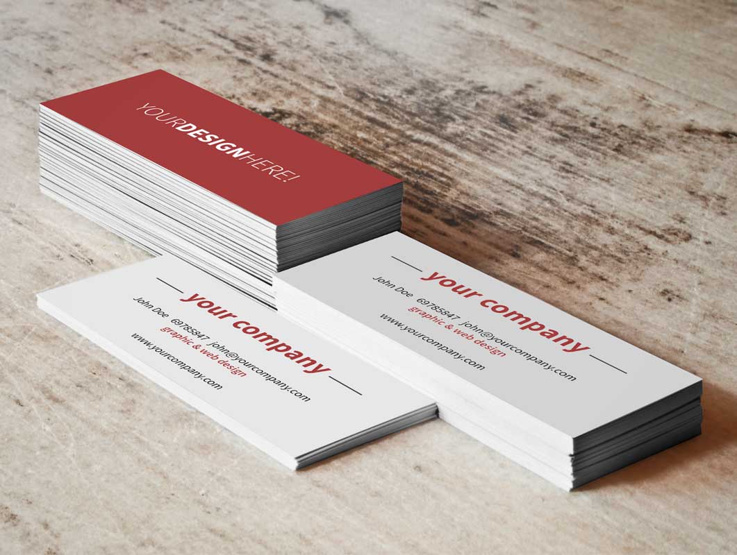 Business Card Stacks & Rotate Front Side Up PSD Mockup
