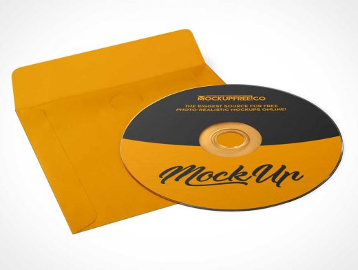 Compact Disc Front & Paper Sleeve Cover PSD Mockup
