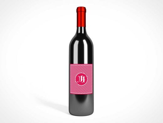Dark Wine Bottle Front Label Branding PSD Mockup