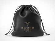Leather Drawstring Pouch Bag Front PSD Mockup