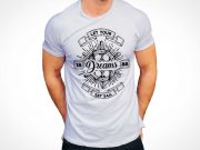 Men's Round Neck T-Shirt Clothing Front & Back PSD Mockup