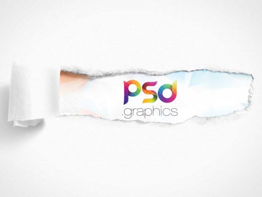 Ripped & Torn Paper Reveal PSD Mockup