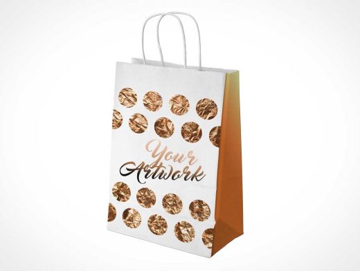 Small Shopping Paper Bag Front & Side PSD Mockup