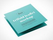 Square TriFold Leaflet Front Cover PSD Mockup