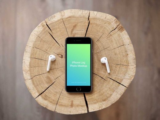 iPhone & Earbuds Outdoor Promo PSD Mockup